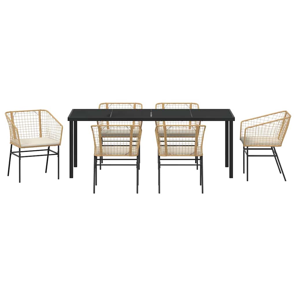 Tuin eettafelset 7 pcs Bruin poly rattan is nu te koop bij PeponiXL, paradijselijk wonen!