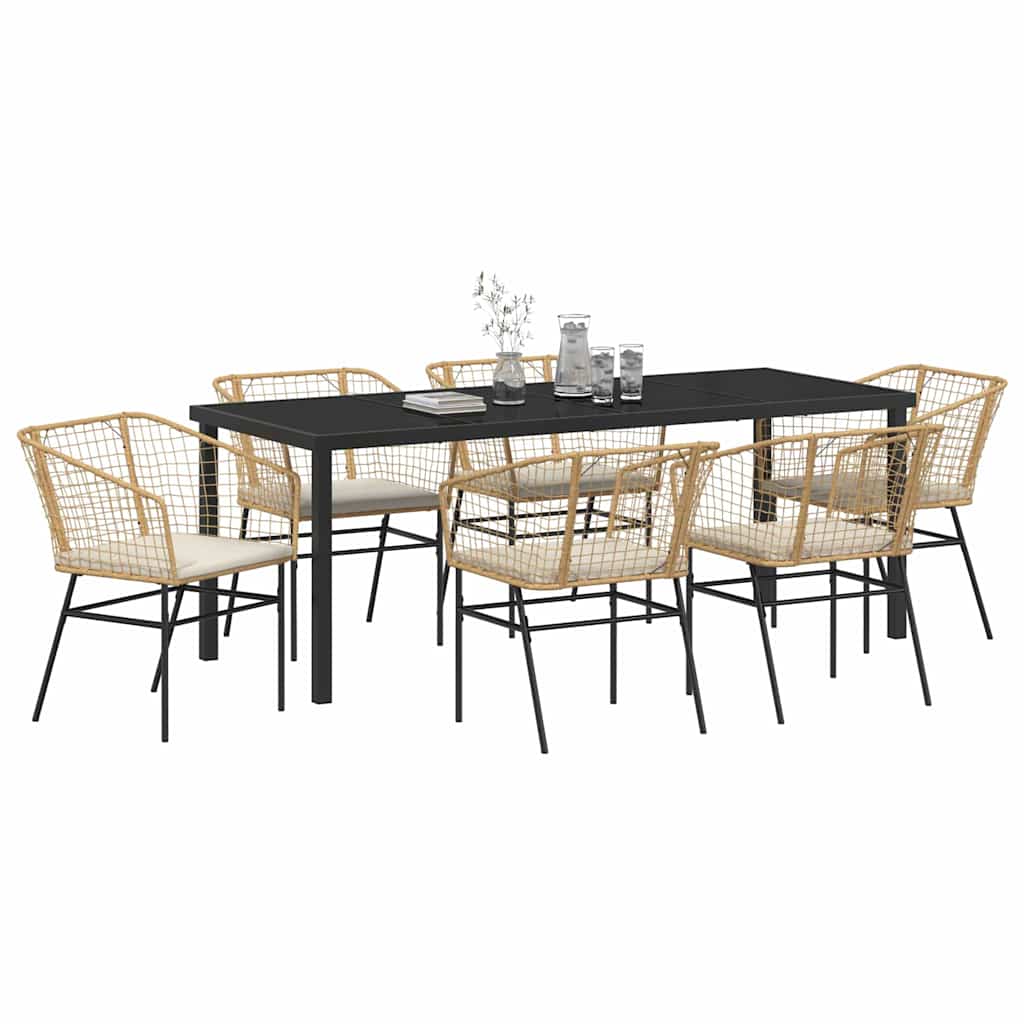 Tuin eettafelset 7 pcs Bruin poly rattan is nu te koop bij PeponiXL, paradijselijk wonen!