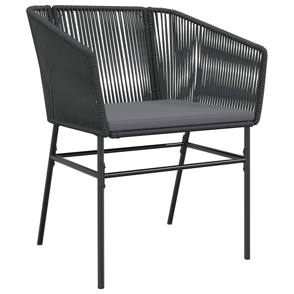 Tuin eettafelset met kussen 7 pcs Zwart Gepoedercoat staal is nu te koop bij PeponiXL, paradijselijk wonen!