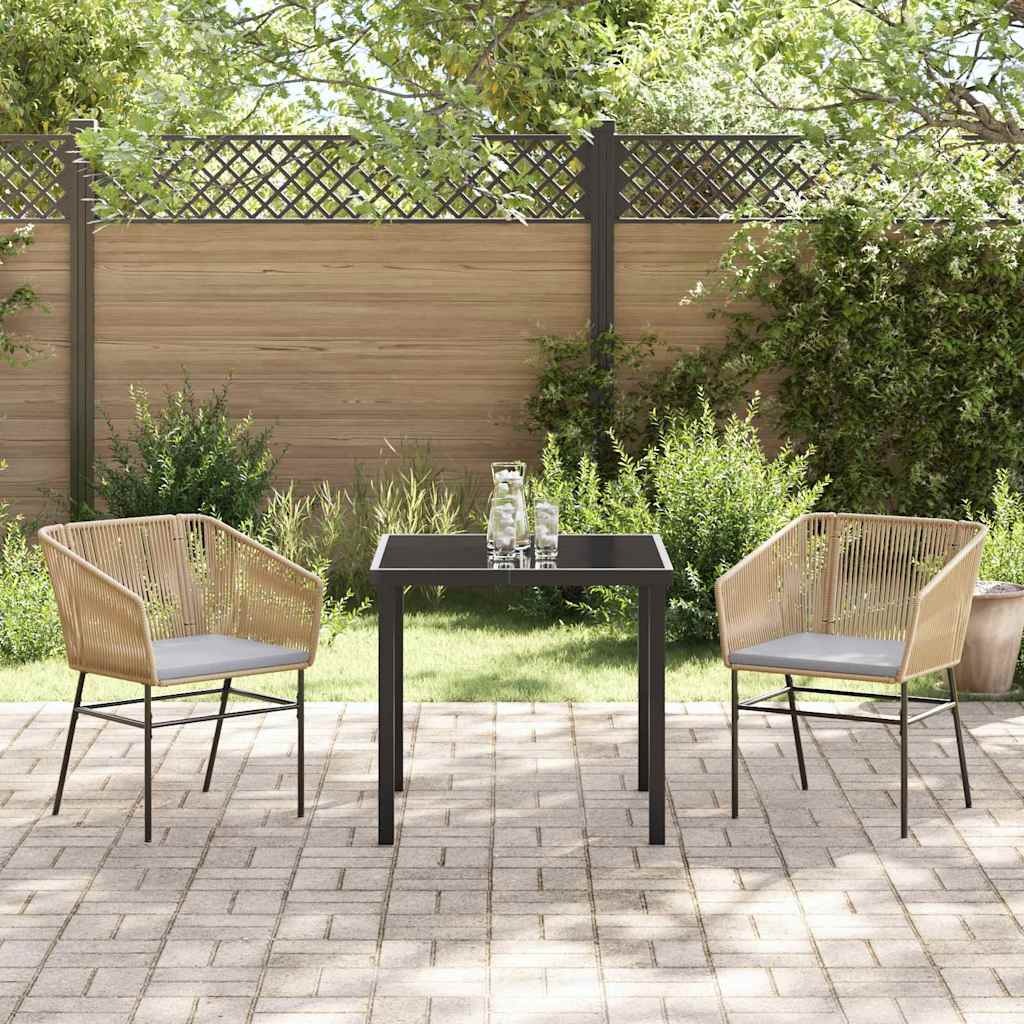 Tuin eettafelset met kussen 3 pcs Bruin Gepoedercoat staal is nu te koop bij PeponiXL, paradijselijk wonen!