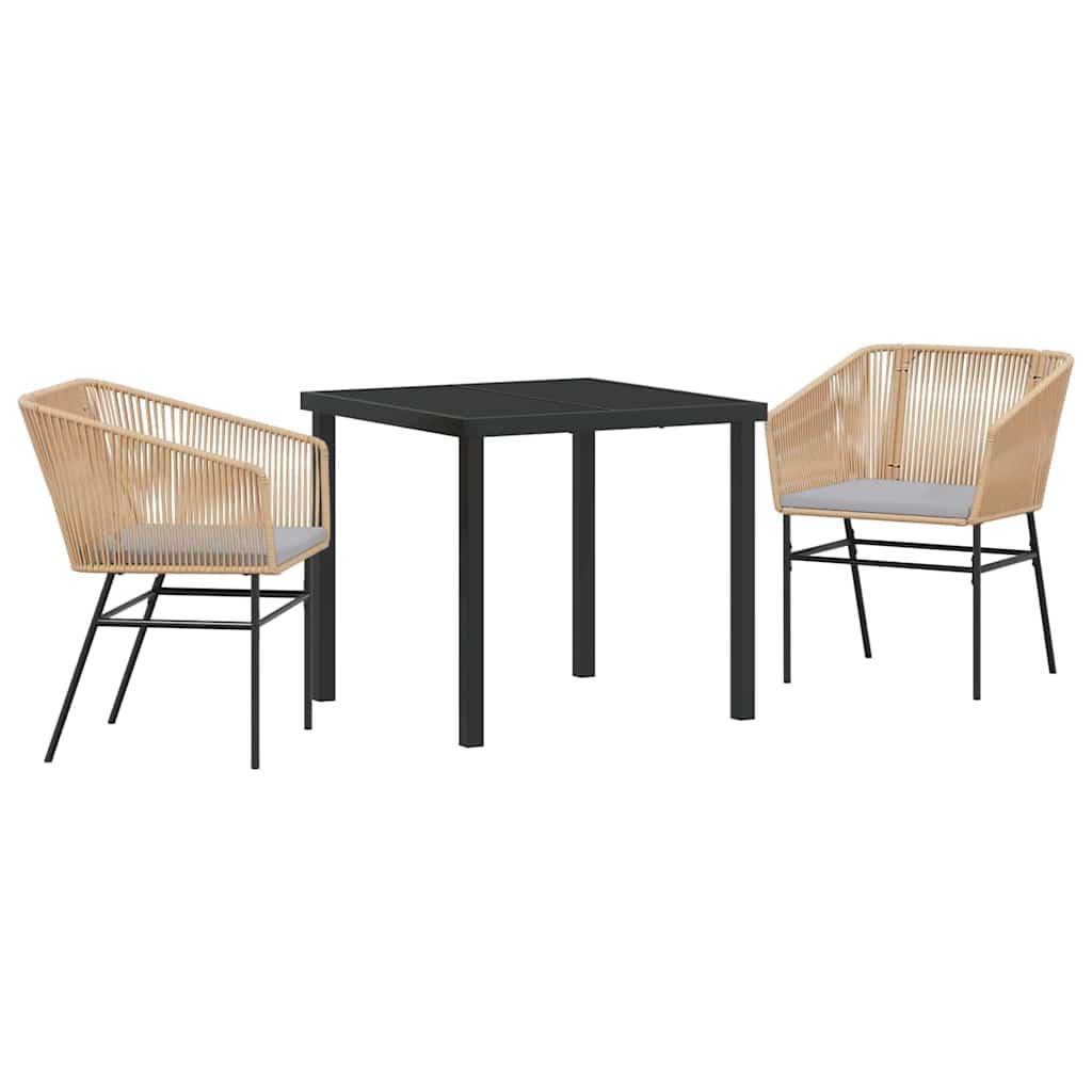 Tuin eettafelset met kussen 3 pcs Bruin Gepoedercoat staal is nu te koop bij PeponiXL, paradijselijk wonen!
