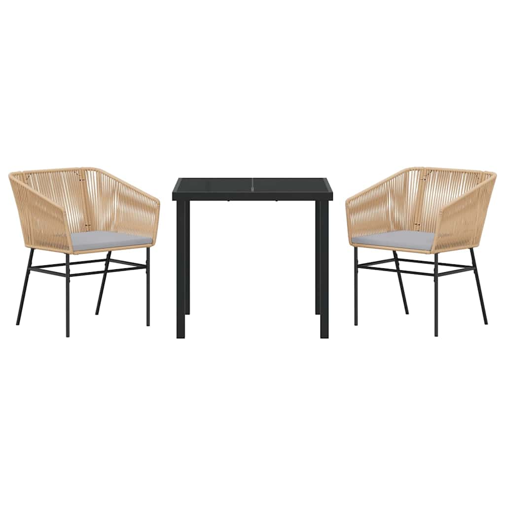 Tuin eettafelset met kussen 3 pcs Bruin Gepoedercoat staal is nu te koop bij PeponiXL, paradijselijk wonen!