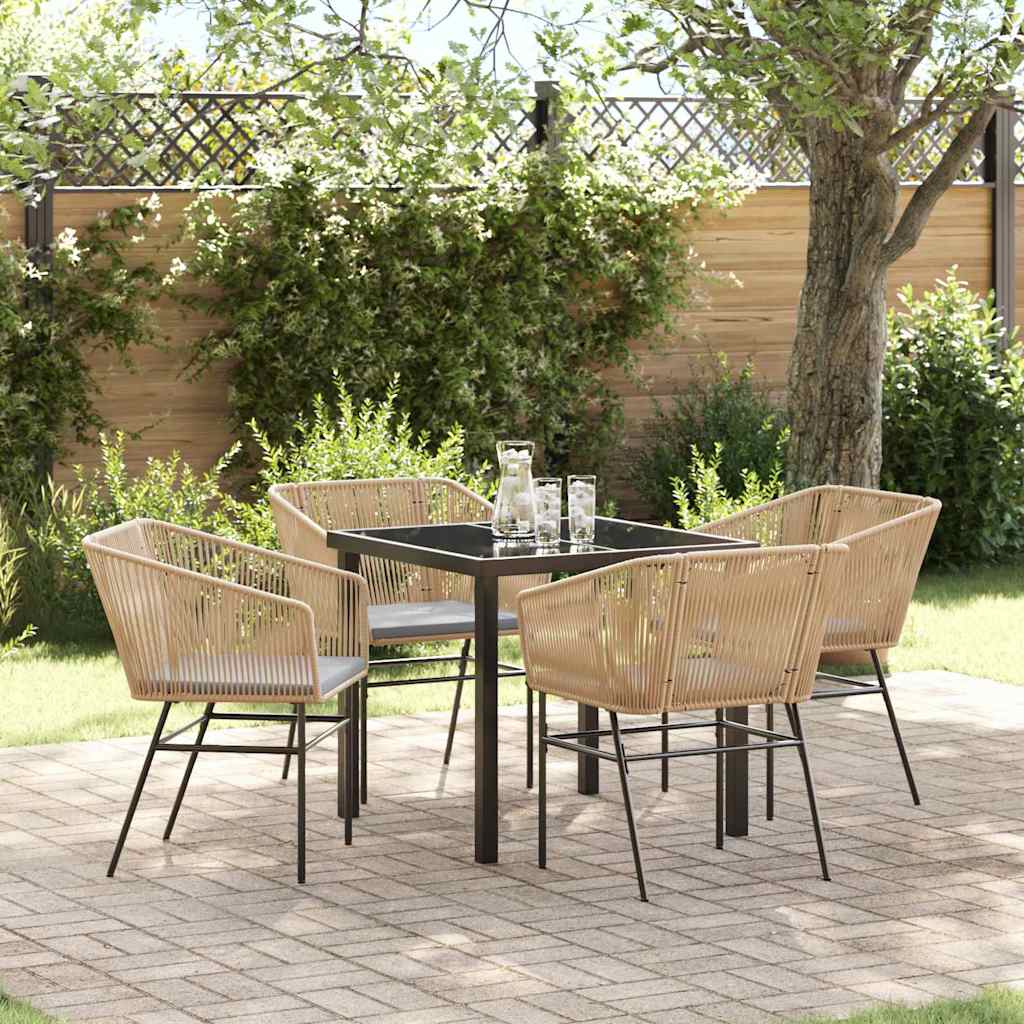 Tuin eettafelset met kussen 5 pcs Bruin Gepoedercoat staal is nu te koop bij PeponiXL, paradijselijk wonen!
