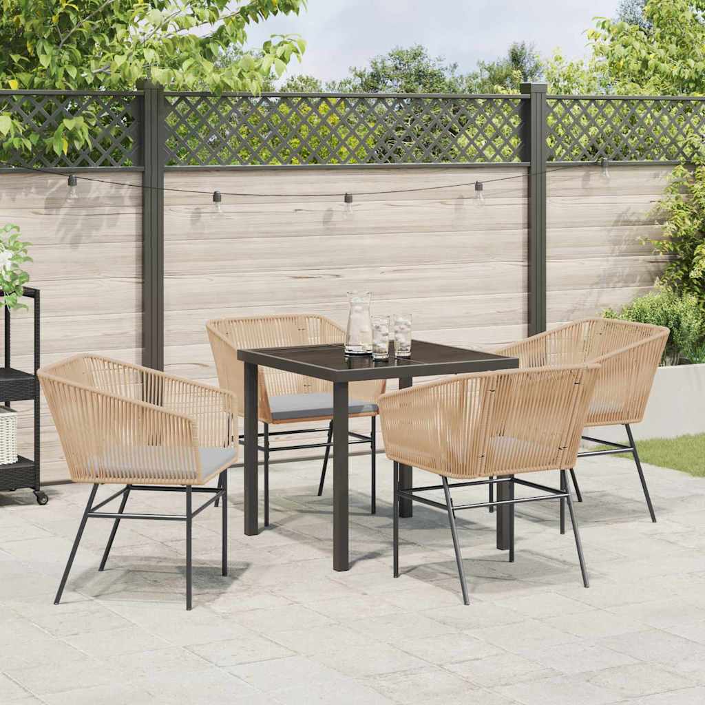 Tuin eettafelset met kussen 5 pcs Bruin Gepoedercoat staal is nu te koop bij PeponiXL, paradijselijk wonen!