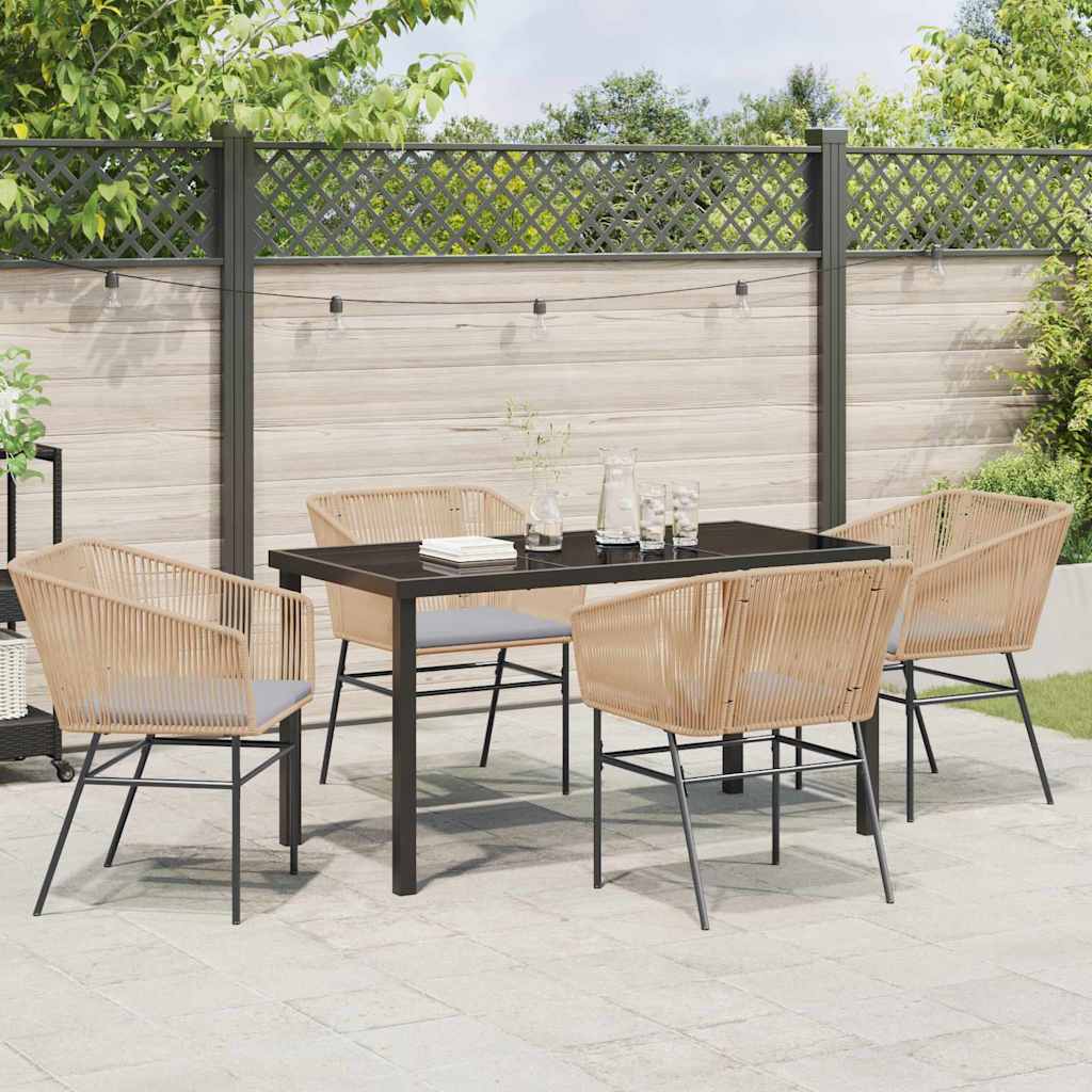 Tuin eettafelset met kussen 5 pcs Bruin Gepoedercoat staal is nu te koop bij PeponiXL, paradijselijk wonen!