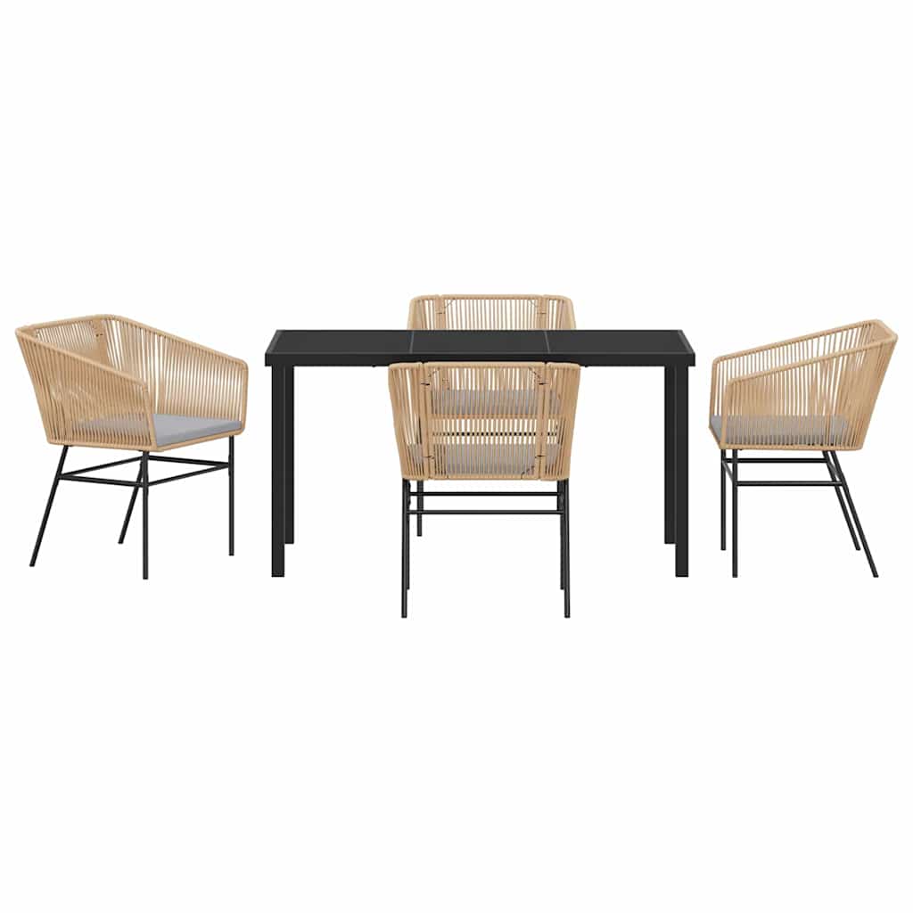 Tuin eettafelset met kussen 5 pcs Bruin Gepoedercoat staal is nu te koop bij PeponiXL, paradijselijk wonen!