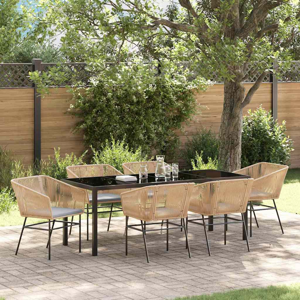 Tuin eettafelset met kussen 7 pcs Bruin Gepoedercoat staal is nu te koop bij PeponiXL, paradijselijk wonen!