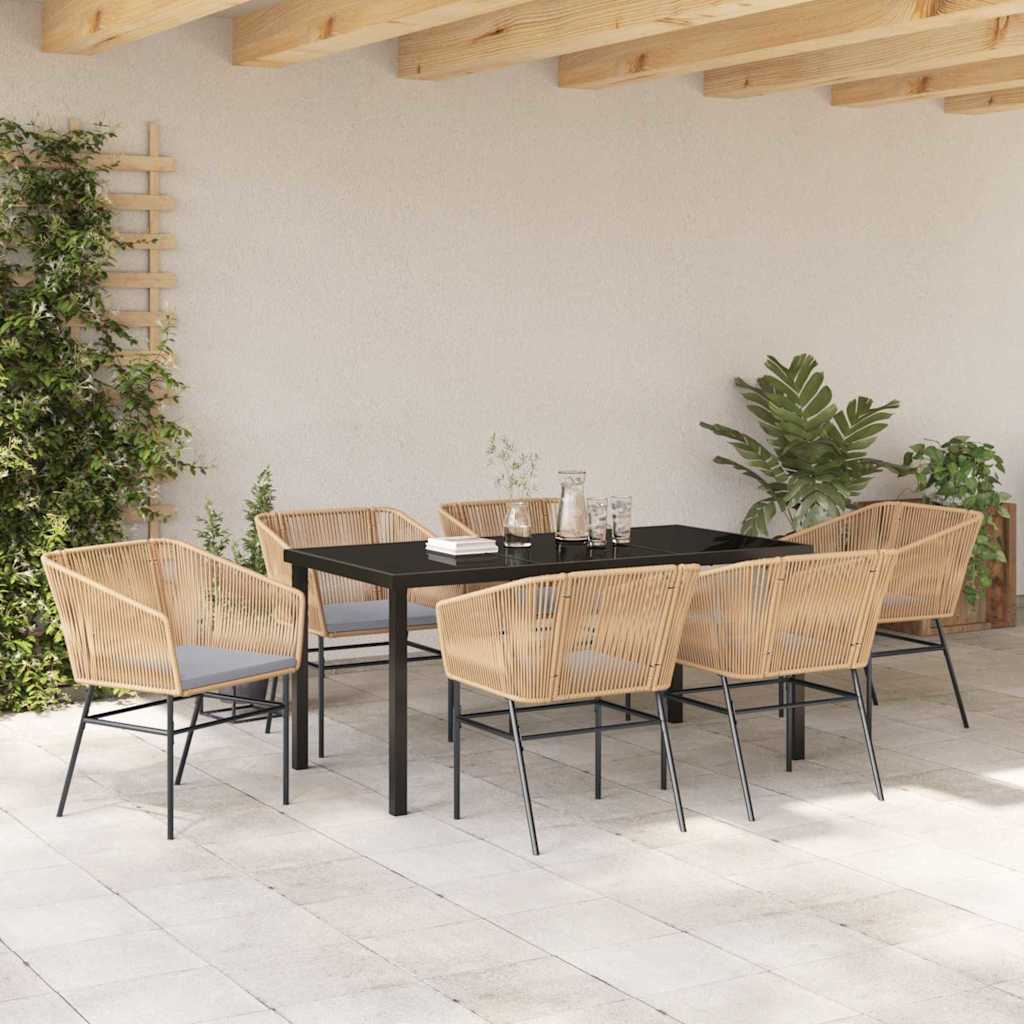 Tuin eettafelset met kussen 7 pcs Bruin Gepoedercoat staal is nu te koop bij PeponiXL, paradijselijk wonen!