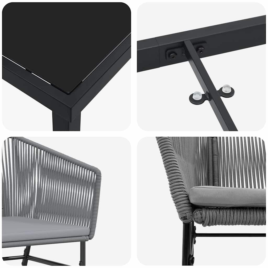 Tuin eettafelset met kussen 5 pcs Grijs Gepoedercoat staal is nu te koop bij PeponiXL, paradijselijk wonen!