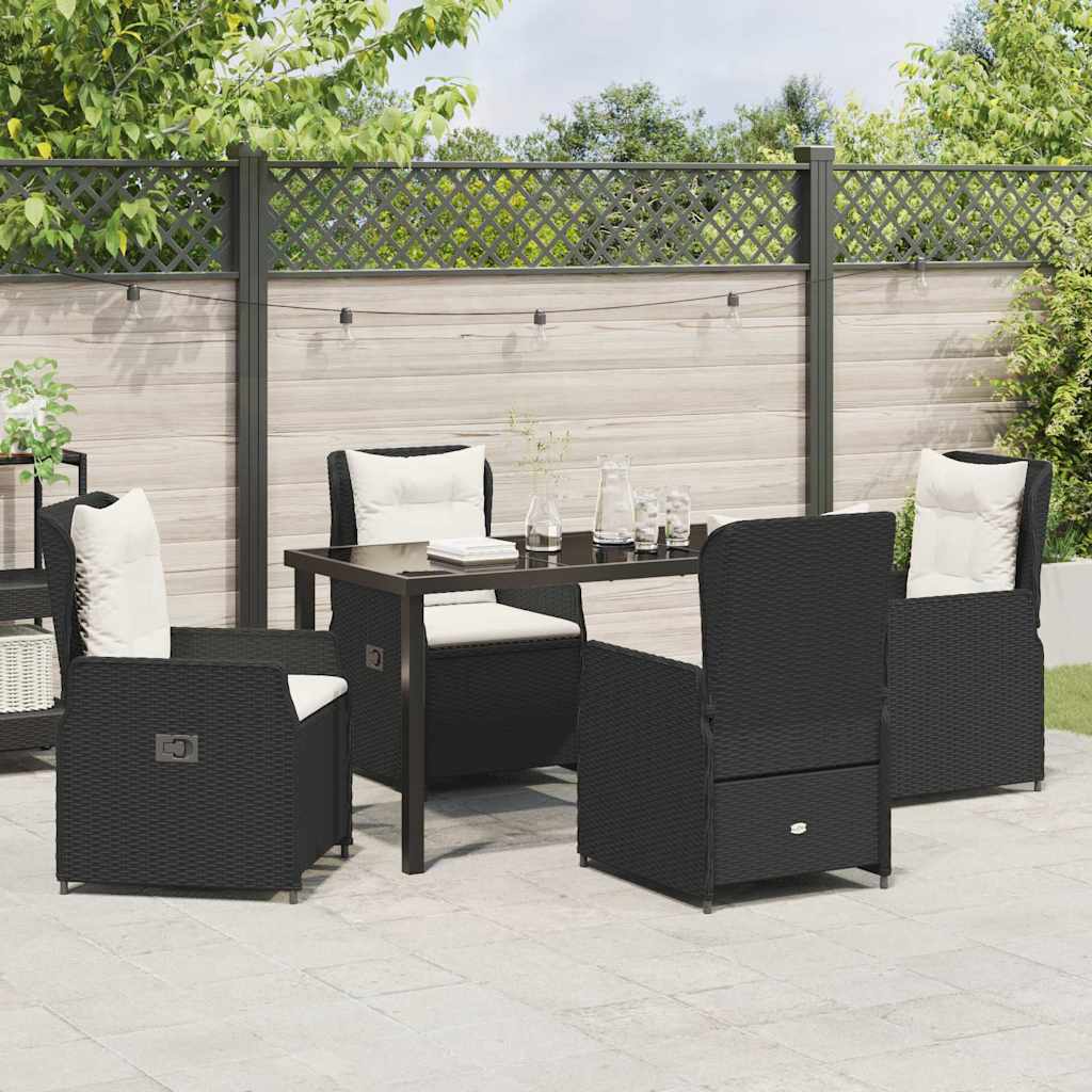 Tuin eettafelset 5 pcs Zwart poly rattan is nu te koop bij PeponiXL, paradijselijk wonen!
