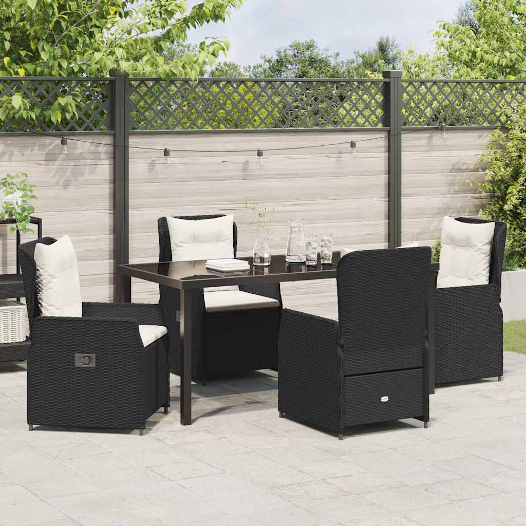 Tuin eettafelset 5 pcs Zwart poly rattan is nu te koop bij PeponiXL, paradijselijk wonen!