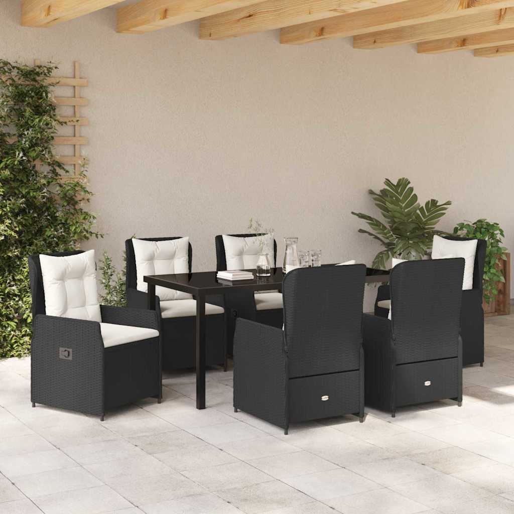Tuin eettafelset 7 pcs Zwart poly rattan is nu te koop bij PeponiXL, paradijselijk wonen!