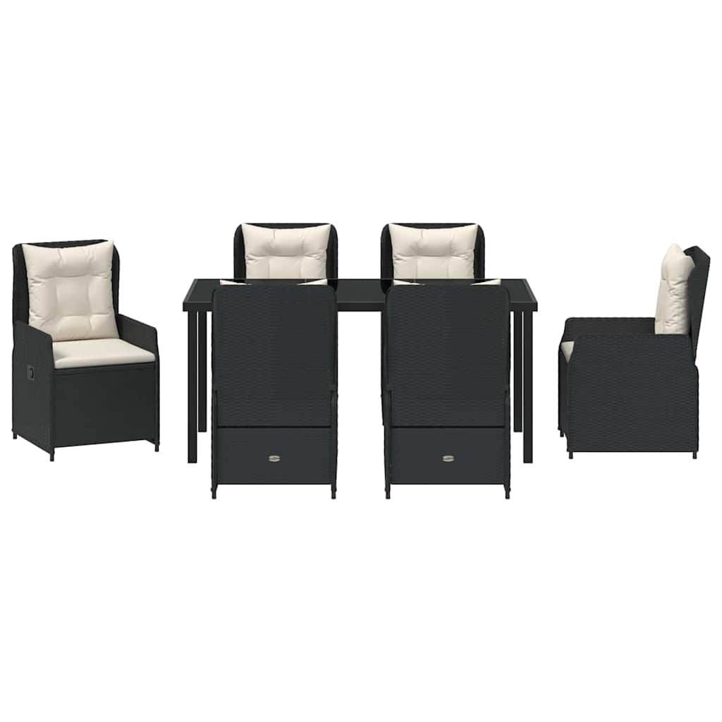 Tuin eettafelset 7 pcs Zwart poly rattan is nu te koop bij PeponiXL, paradijselijk wonen!