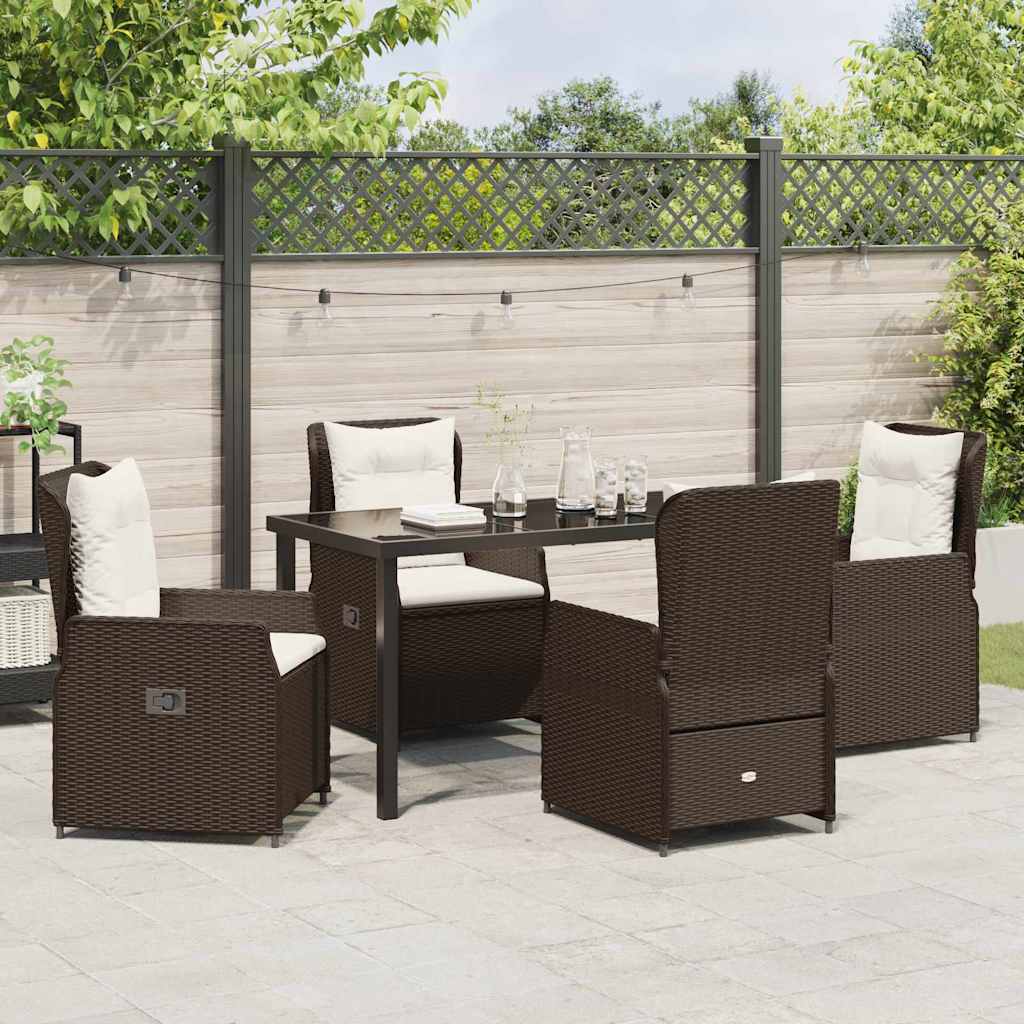 Tuin eettafelset 5 pcs Bruin poly rattan is nu te koop bij PeponiXL, paradijselijk wonen!