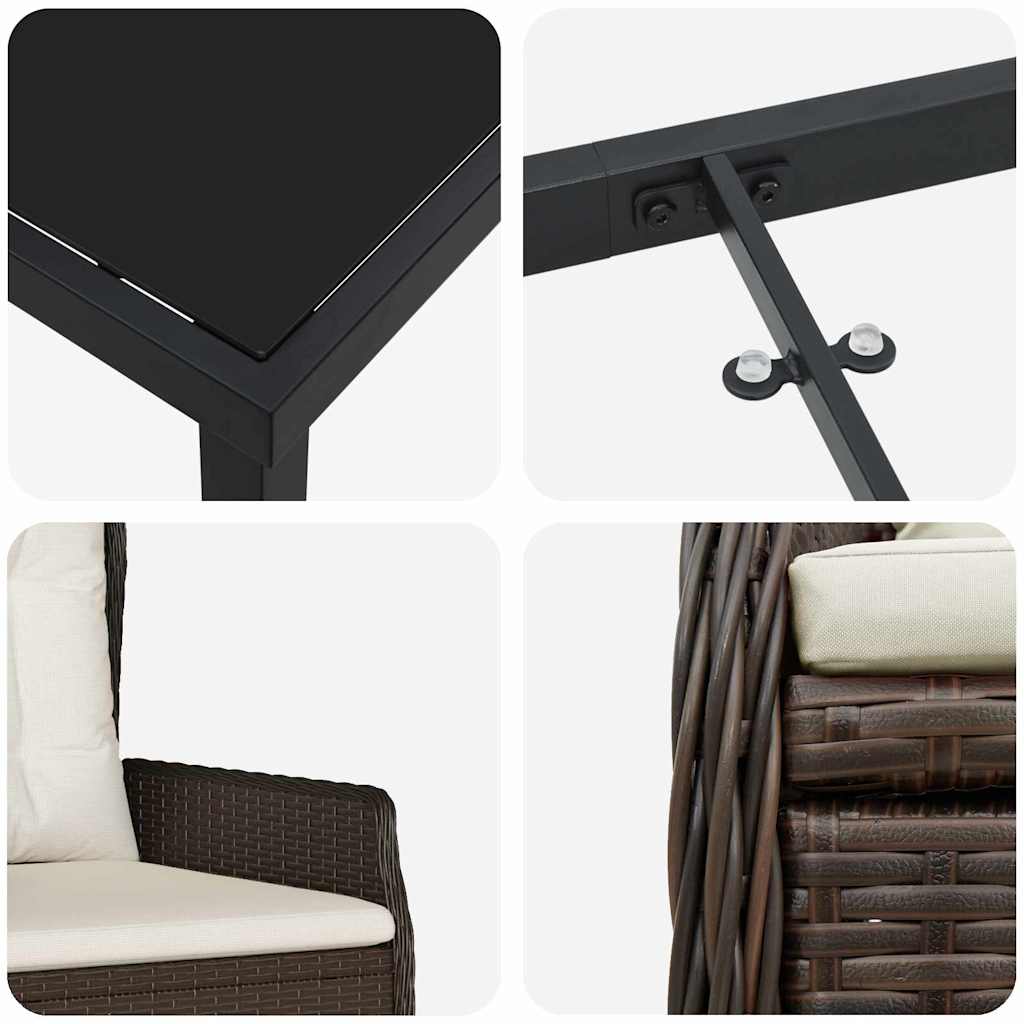 Tuin eettafelset 7 pcs Bruin poly rattan is nu te koop bij PeponiXL, paradijselijk wonen!