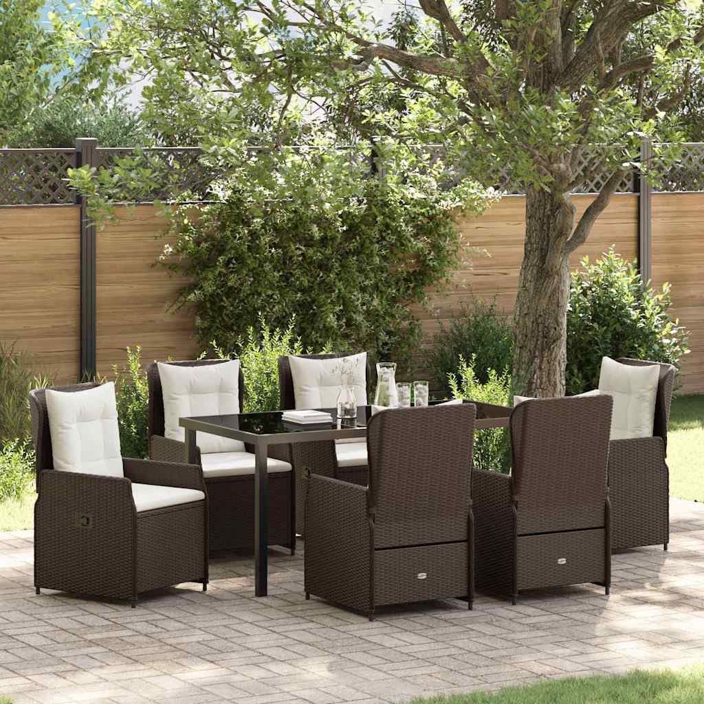Tuin eettafelset 7 pcs Bruin poly rattan is nu te koop bij PeponiXL, paradijselijk wonen!