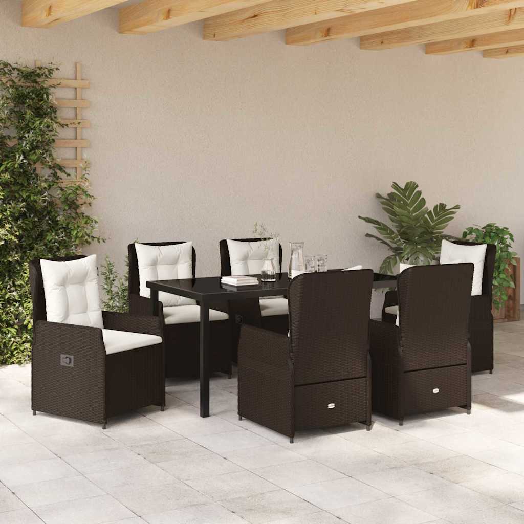 Tuin eettafelset 7 pcs Bruin poly rattan is nu te koop bij PeponiXL, paradijselijk wonen!
