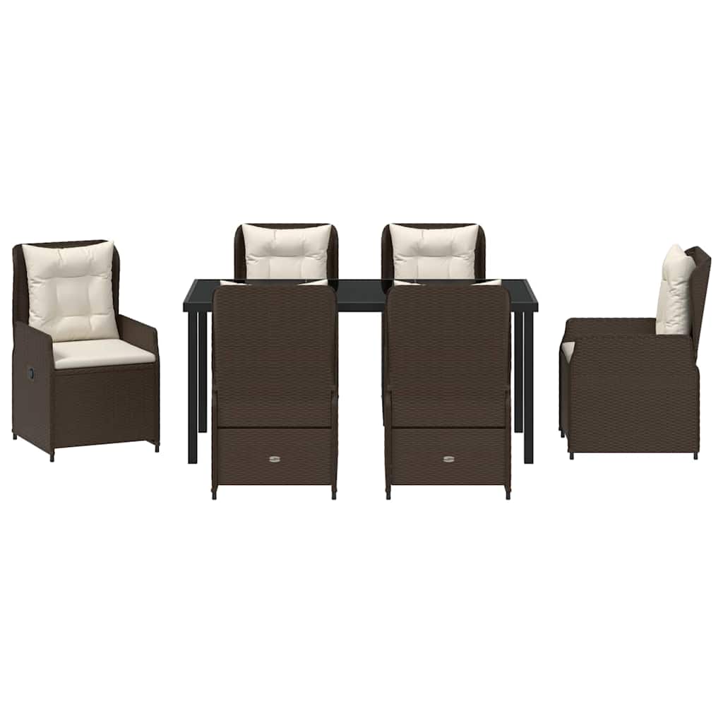 Tuin eettafelset 7 pcs Bruin poly rattan is nu te koop bij PeponiXL, paradijselijk wonen!