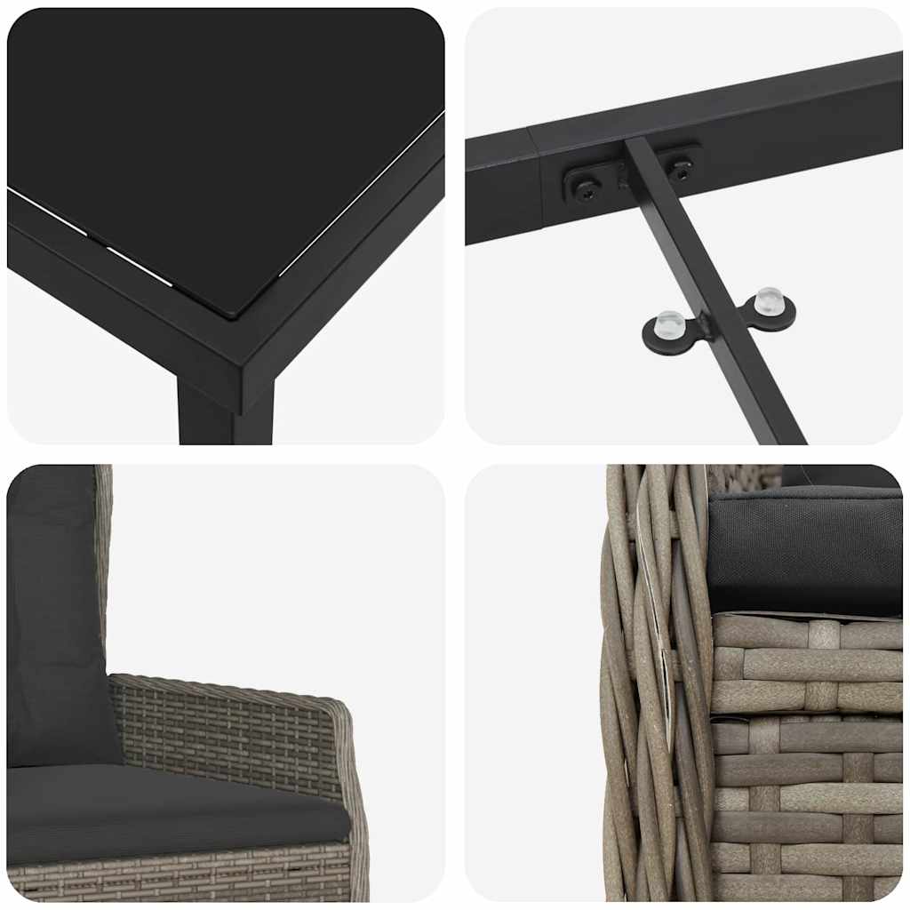 Tuin eettafelset 5 pcs Grijs poly rattan is nu te koop bij PeponiXL, paradijselijk wonen!