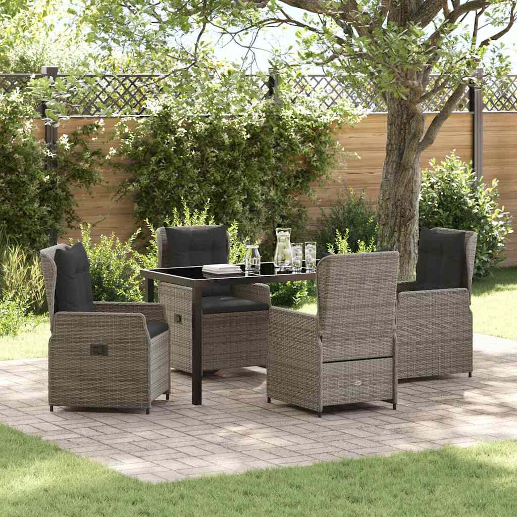 Tuin eettafelset 5 pcs Grijs poly rattan is nu te koop bij PeponiXL, paradijselijk wonen!