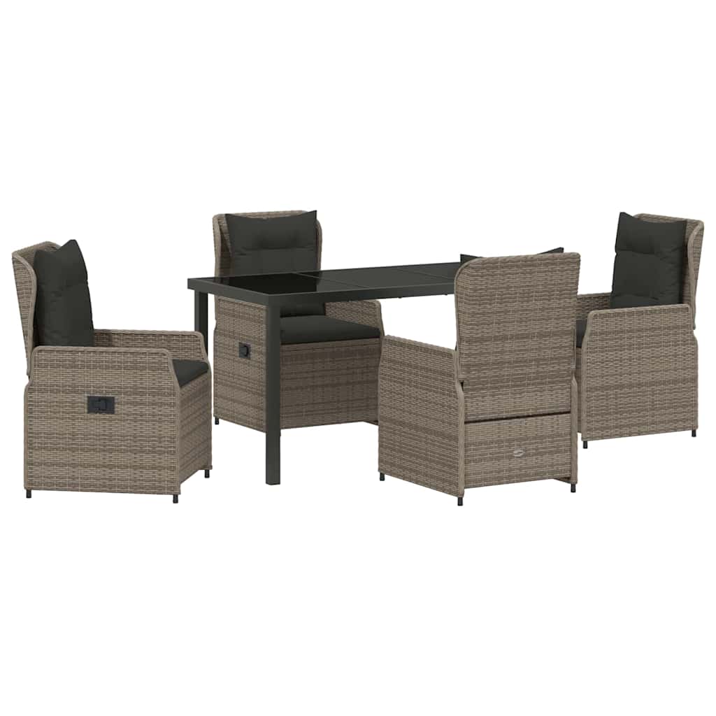 Tuin eettafelset 5 pcs Grijs poly rattan is nu te koop bij PeponiXL, paradijselijk wonen!