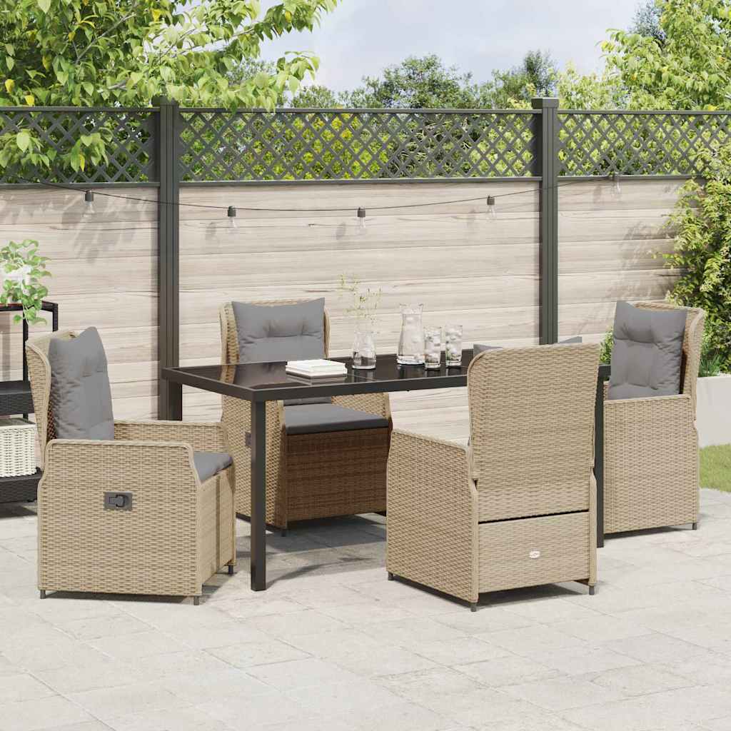 Tuin eettafelset 5 pcs Beige en Licht Grijs poly rattan is nu te koop bij PeponiXL, paradijselijk wonen!