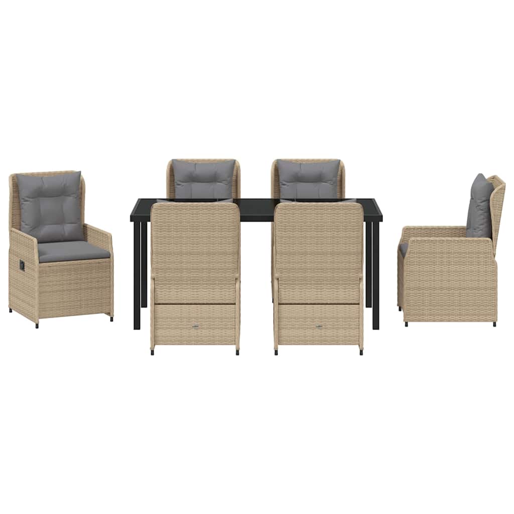 Tuin eettafelset 7 pcs Beige en Licht Grijs poly rattan is nu te koop bij PeponiXL, paradijselijk wonen!