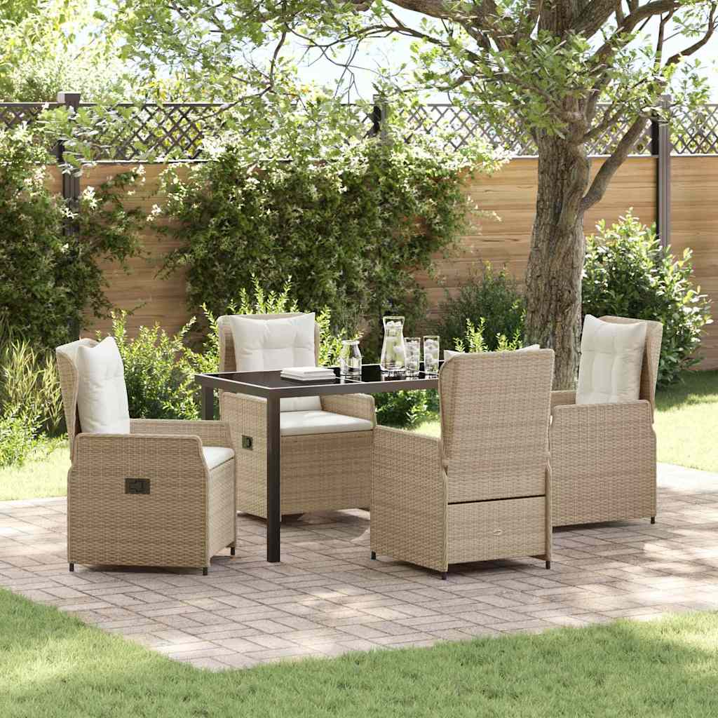 Tuin eettafelset 5 pcs Beige en Licht Grijs poly rattan is nu te koop bij PeponiXL, paradijselijk wonen!