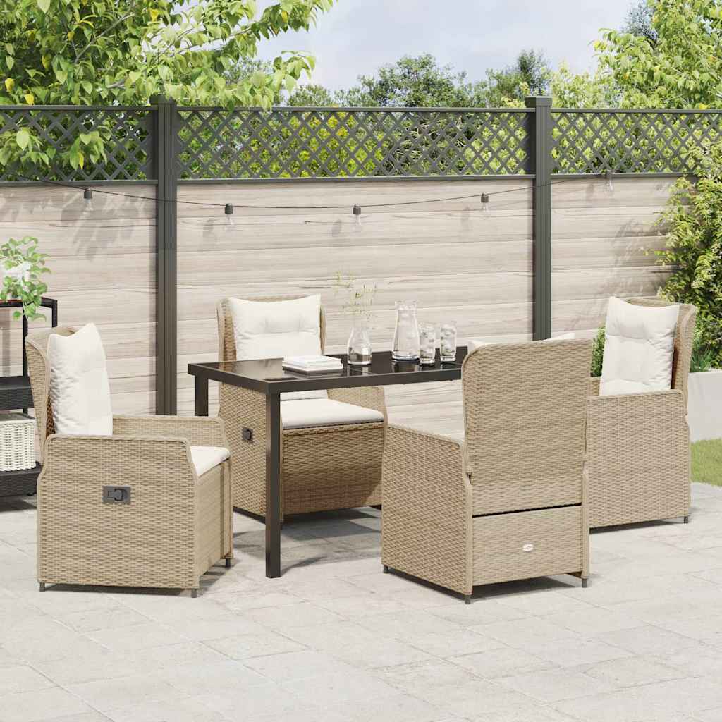Tuin eettafelset 5 pcs Beige en Licht Grijs poly rattan is nu te koop bij PeponiXL, paradijselijk wonen!