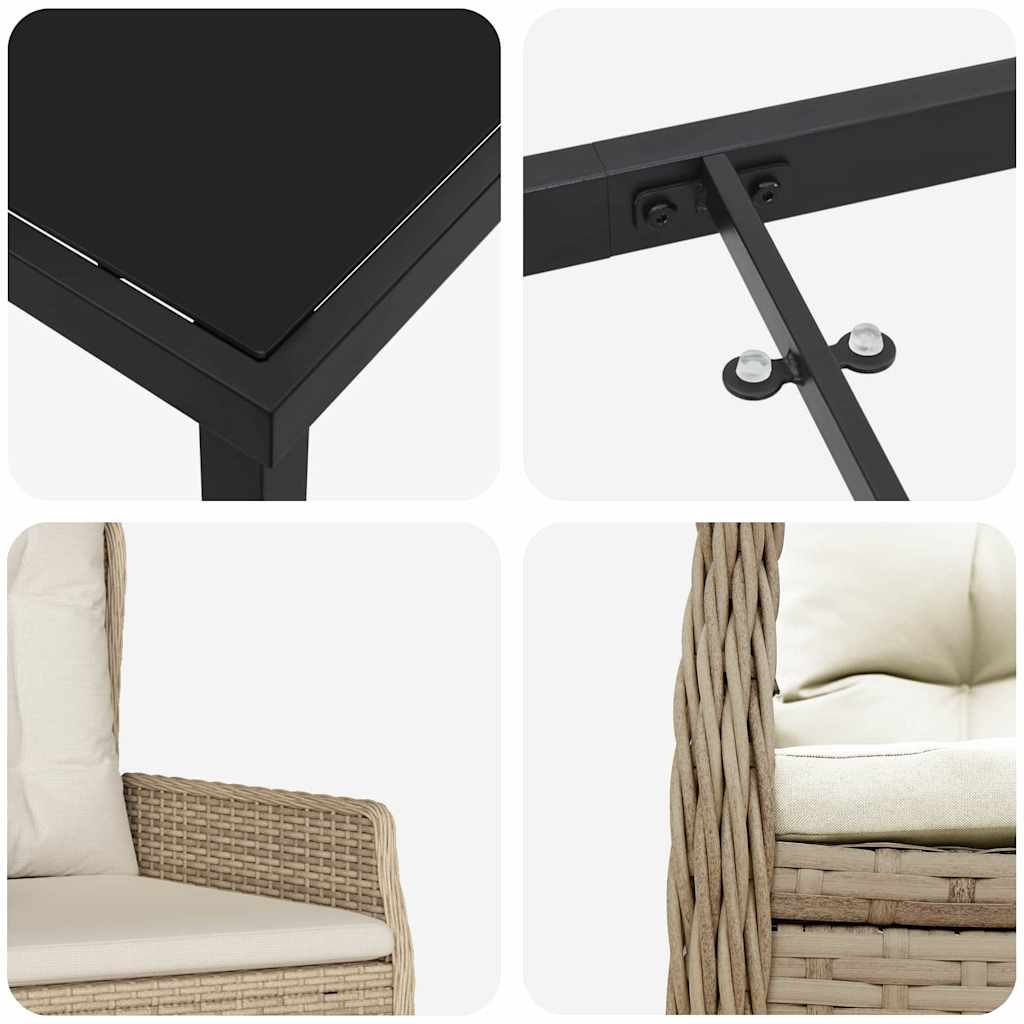 Tuin eettafelset 5 pcs Beige en Licht Grijs poly rattan is nu te koop bij PeponiXL, paradijselijk wonen!