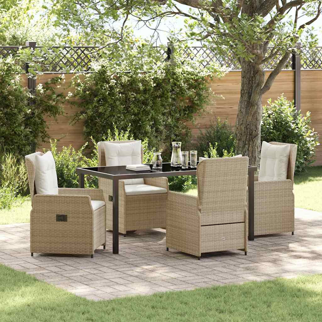 Tuin eettafelset 5 pcs Beige en Licht Grijs poly rattan is nu te koop bij PeponiXL, paradijselijk wonen!
