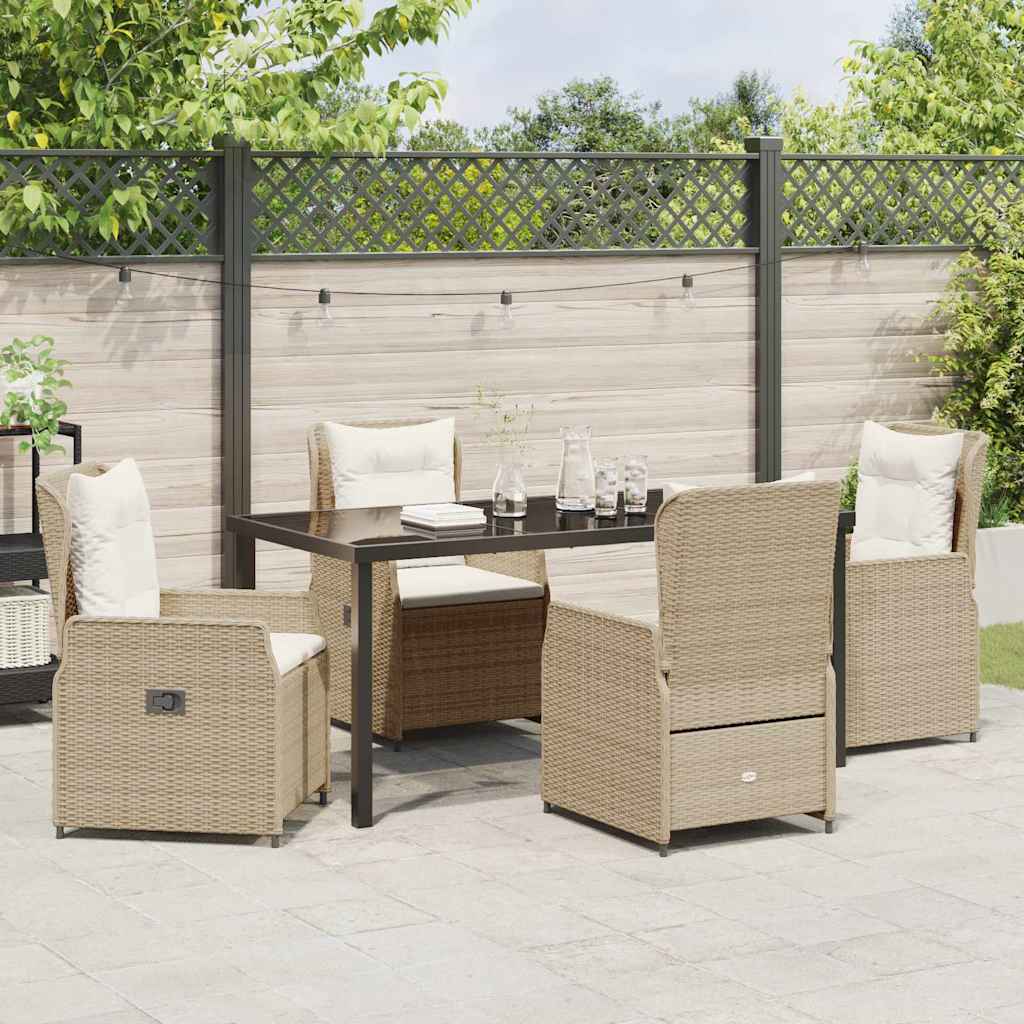 Tuin eettafelset 5 pcs Beige en Licht Grijs poly rattan is nu te koop bij PeponiXL, paradijselijk wonen!