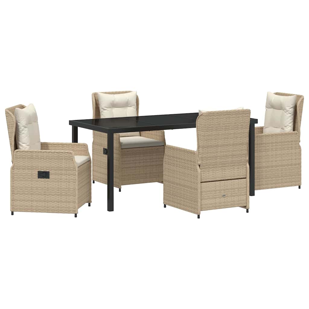 Tuin eettafelset 5 pcs Beige en Licht Grijs poly rattan is nu te koop bij PeponiXL, paradijselijk wonen!