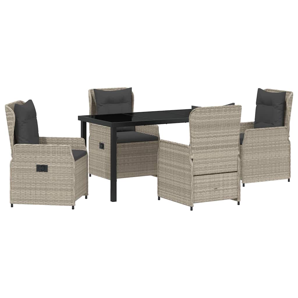 Tuin eettafelset 5 pcs Lichtgrijs poly rattan is nu te koop bij PeponiXL, paradijselijk wonen!