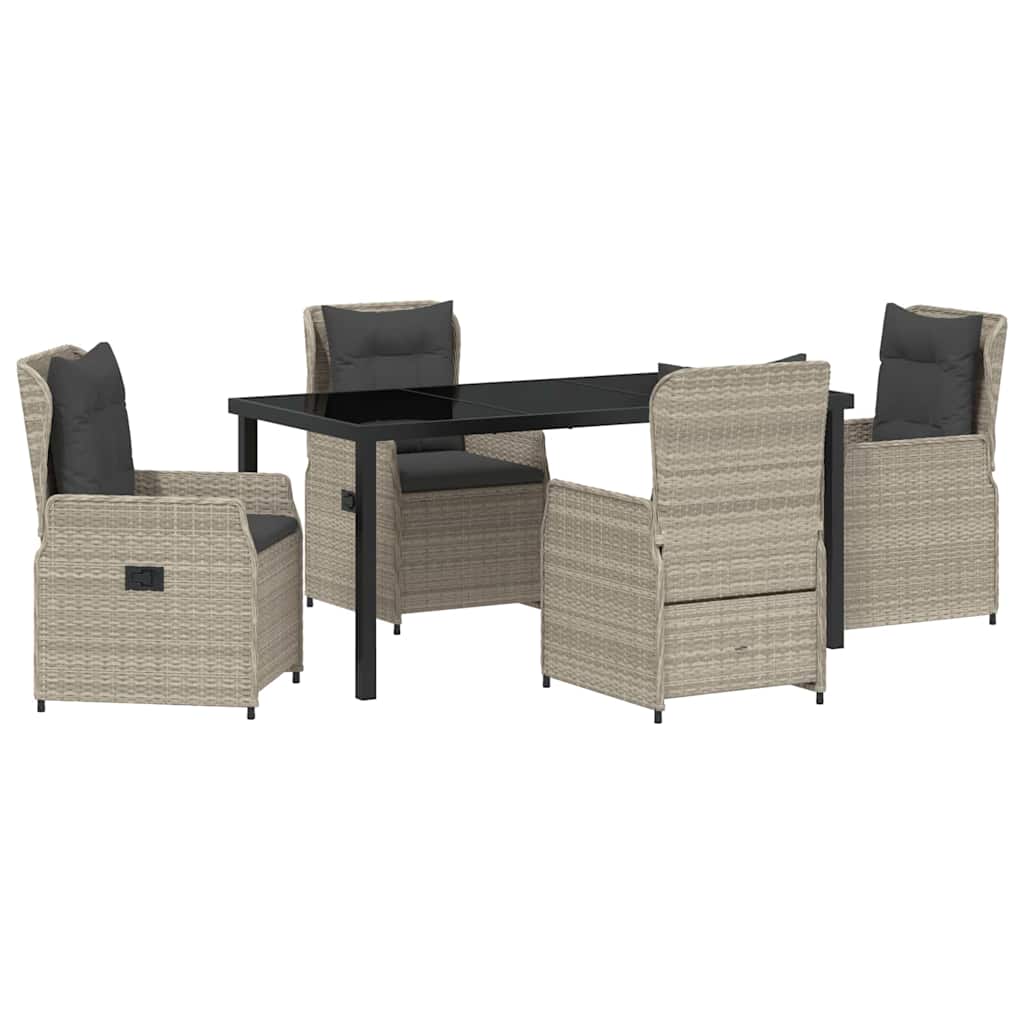 Tuin eettafelset 5 pcs Lichtgrijs poly rattan is nu te koop bij PeponiXL, paradijselijk wonen!