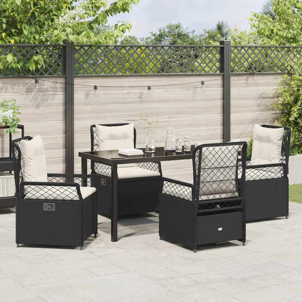 Tuin eettafelset 5 pcs Zwart poly rattan is nu te koop bij PeponiXL, paradijselijk wonen!