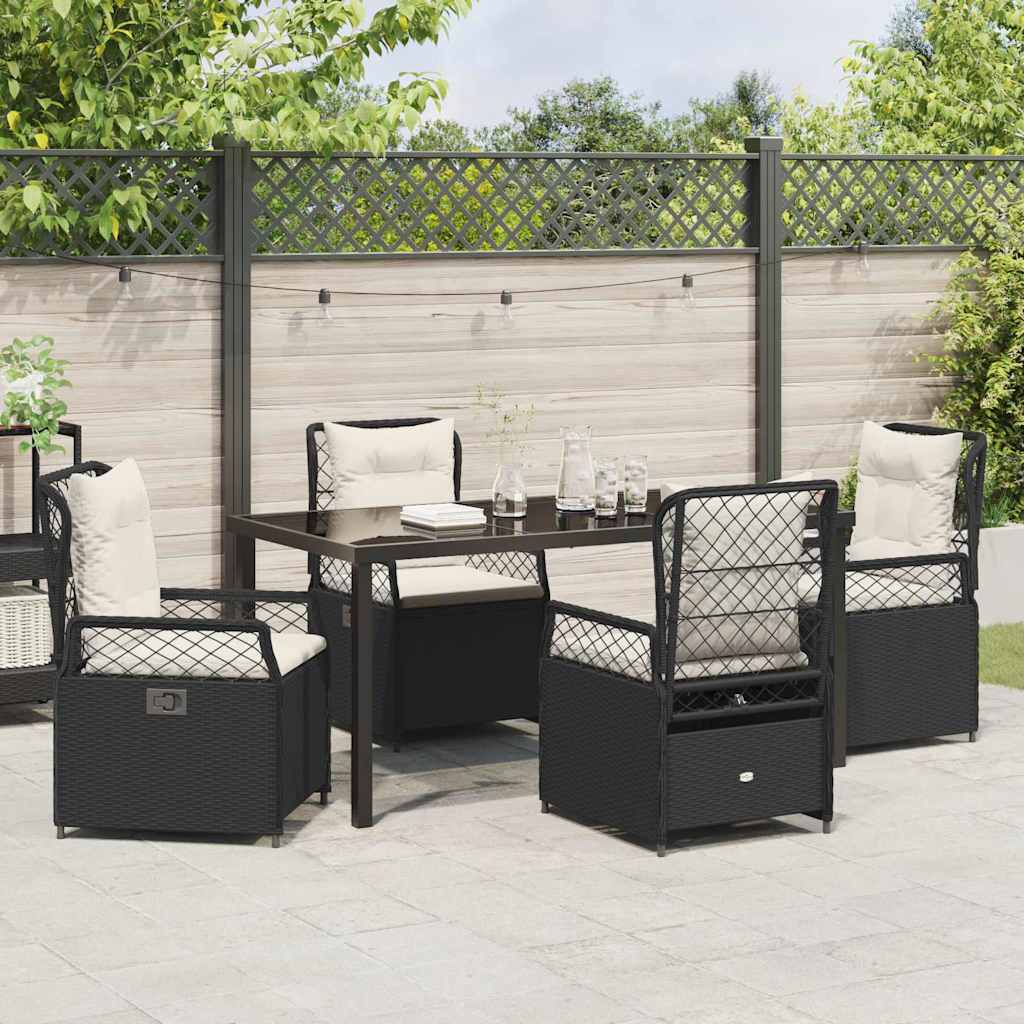 Tuin eettafelset 5 pcs Zwart poly rattan is nu te koop bij PeponiXL, paradijselijk wonen!