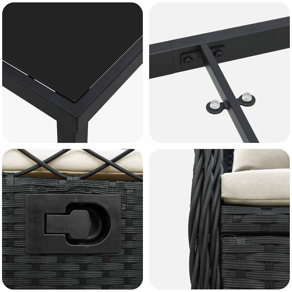 Tuin eettafelset 7 pcs Zwart poly rattan is nu te koop bij PeponiXL, paradijselijk wonen!