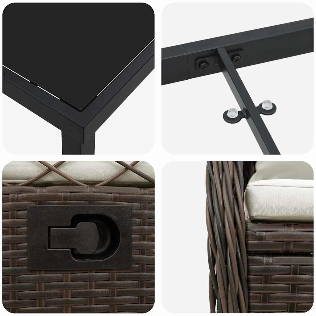 Tuin eettafelset 5 pcs Bruin poly rattan is nu te koop bij PeponiXL, paradijselijk wonen!