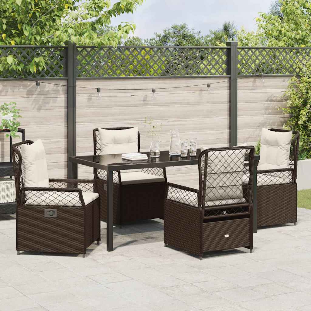 Tuin eettafelset 5 pcs Bruin poly rattan is nu te koop bij PeponiXL, paradijselijk wonen!