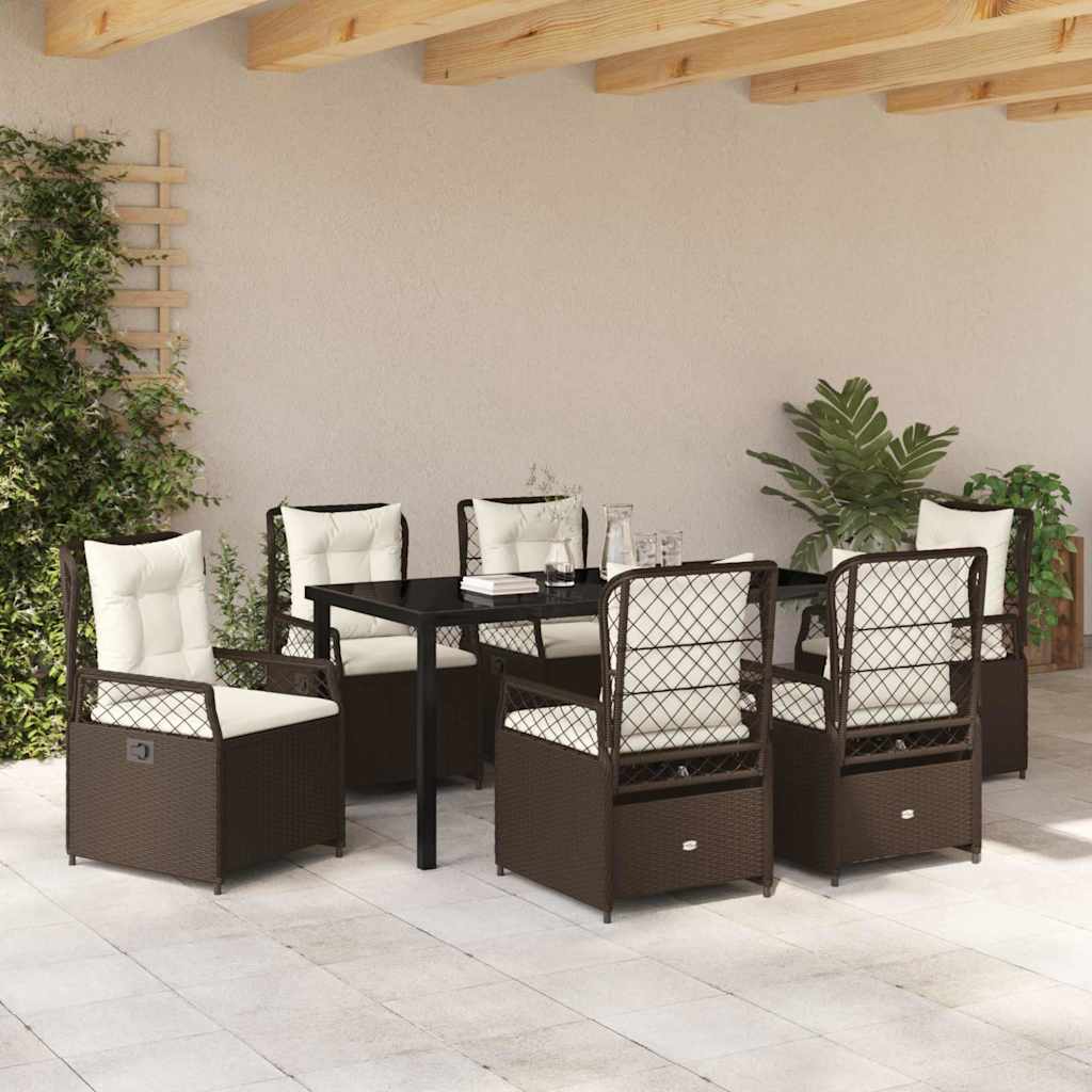 Tuin eettafelset 7 pcs Bruin poly rattan is nu te koop bij PeponiXL, paradijselijk wonen!