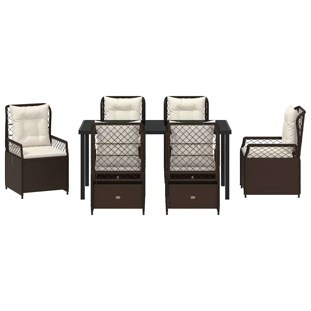 Tuin eettafelset 7 pcs Bruin poly rattan is nu te koop bij PeponiXL, paradijselijk wonen!