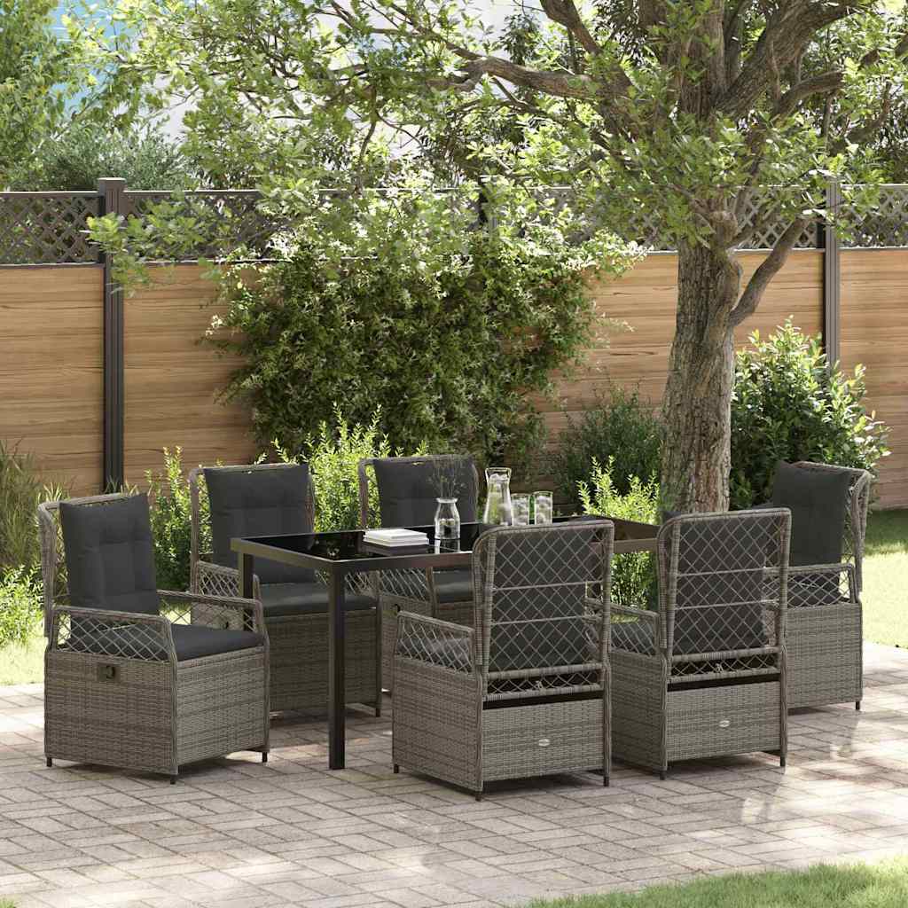 Tuin eettafelset 7 pcs Grijs poly rattan is nu te koop bij PeponiXL, paradijselijk wonen!