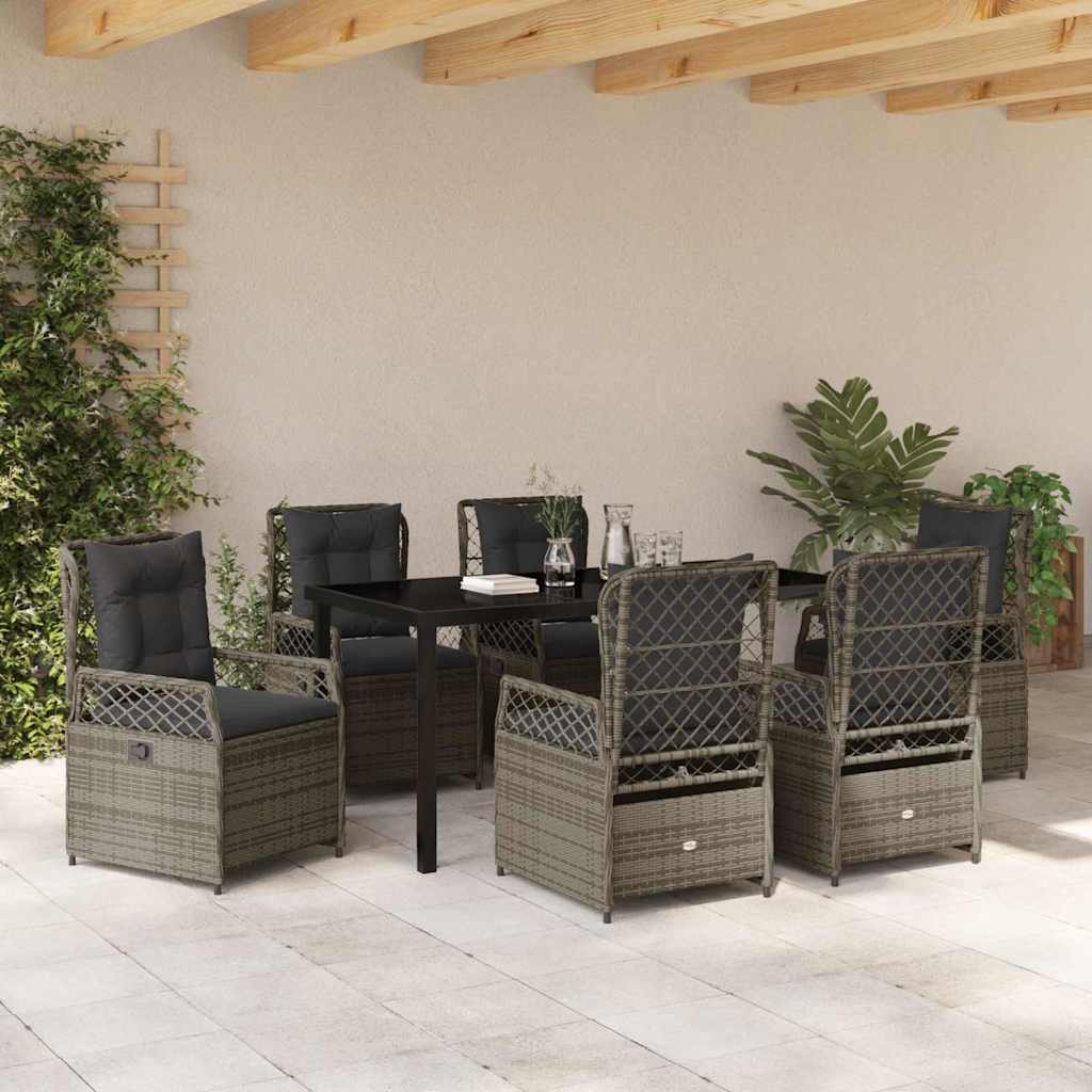 Tuin eettafelset 7 pcs Grijs poly rattan is nu te koop bij PeponiXL, paradijselijk wonen!