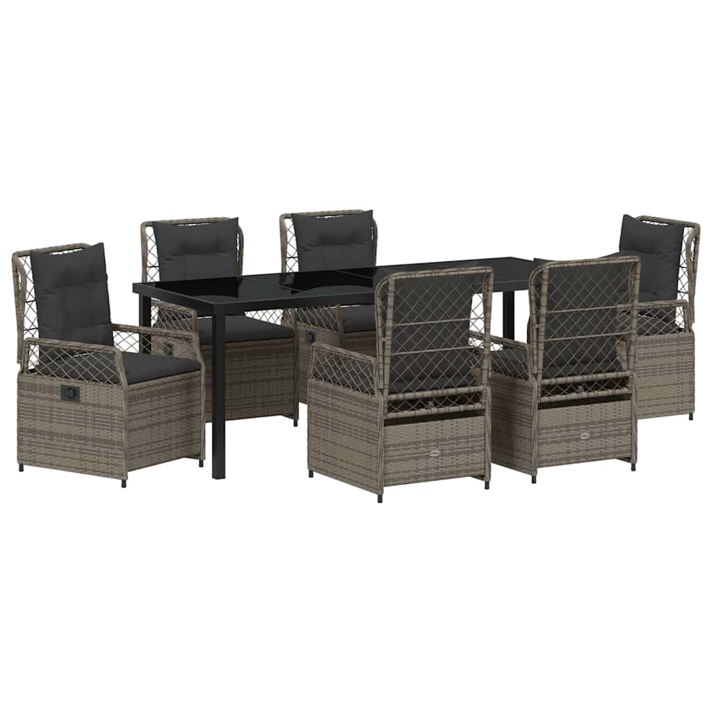 Tuin eettafelset 7 pcs Grijs poly rattan is nu te koop bij PeponiXL, paradijselijk wonen!