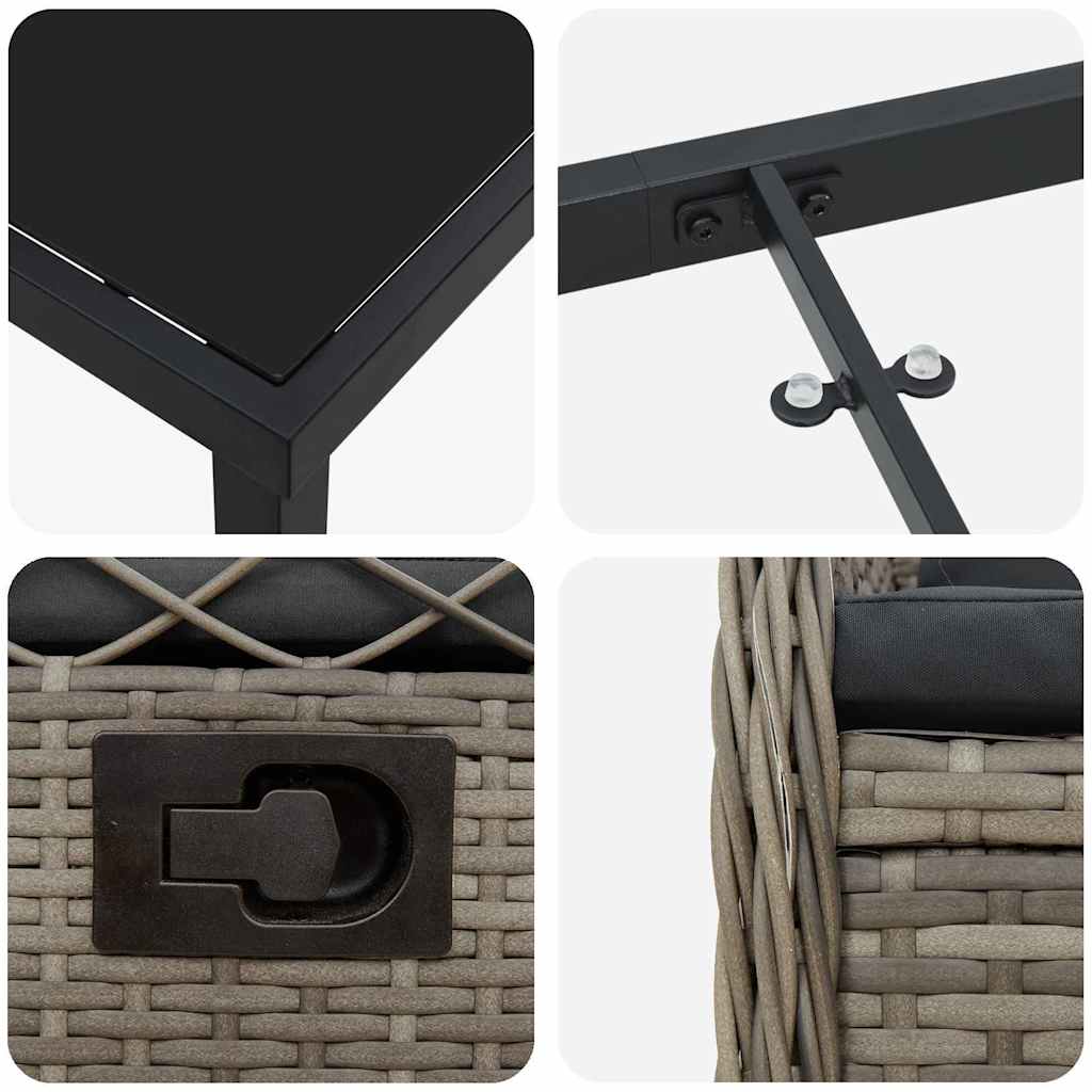 Tuin eettafelset 9 pcs Grijs poly rattan is nu te koop bij PeponiXL, paradijselijk wonen!