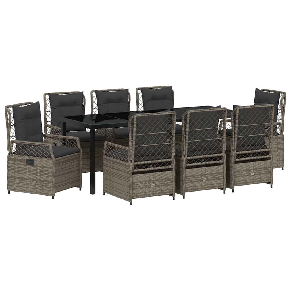 Tuin eettafelset 9 pcs Grijs poly rattan is nu te koop bij PeponiXL, paradijselijk wonen!