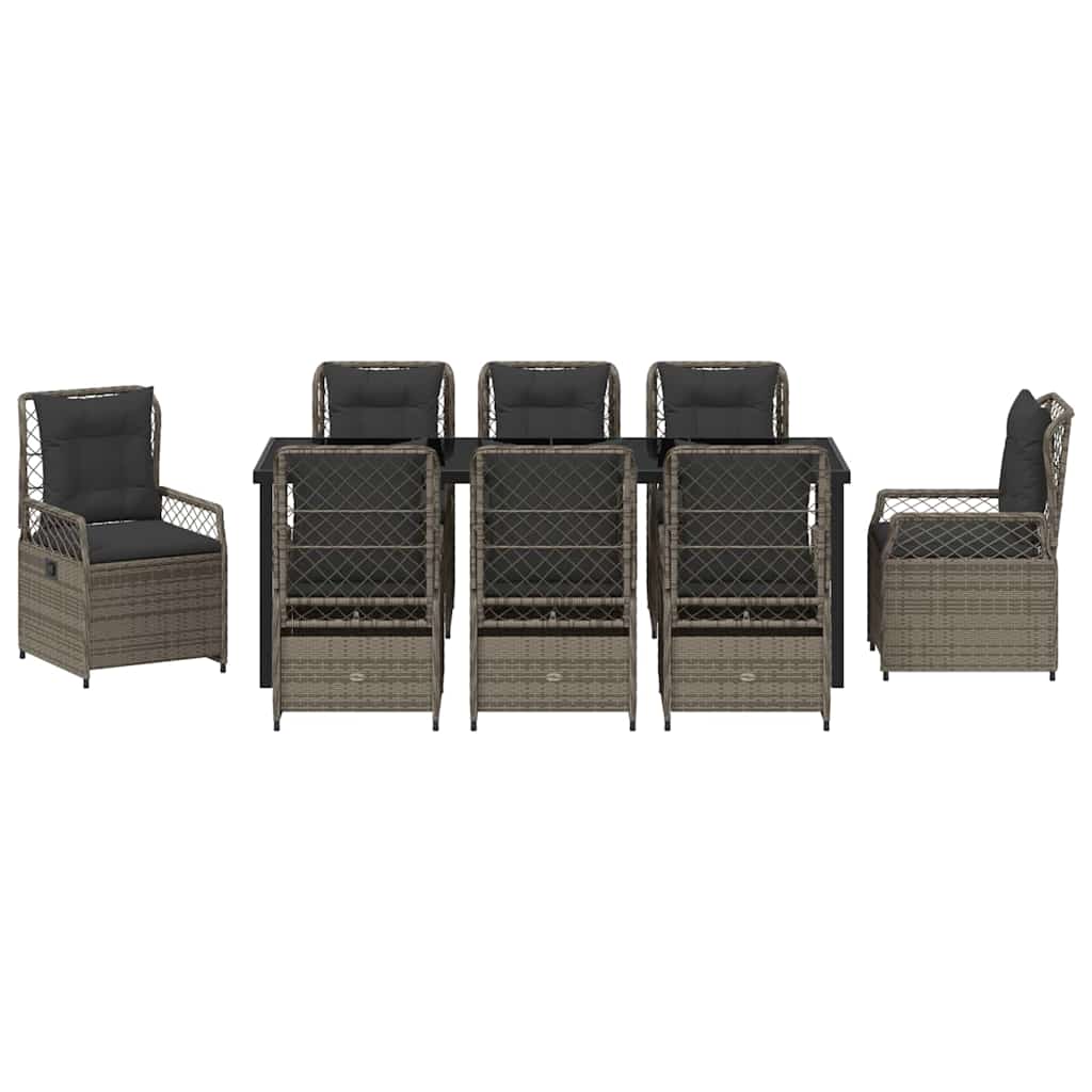 Tuin eettafelset 9 pcs Grijs poly rattan is nu te koop bij PeponiXL, paradijselijk wonen!