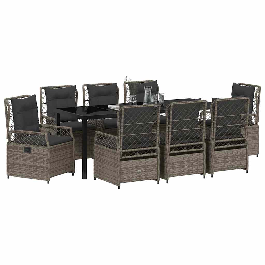 Tuin eettafelset 9 pcs Grijs poly rattan is nu te koop bij PeponiXL, paradijselijk wonen!