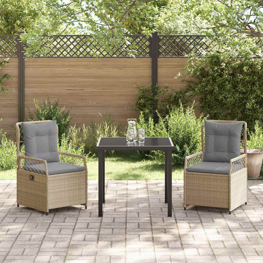 Tuin eettafelset 3 pcs Beige en Licht Grijs poly rattan is nu te koop bij PeponiXL, paradijselijk wonen!